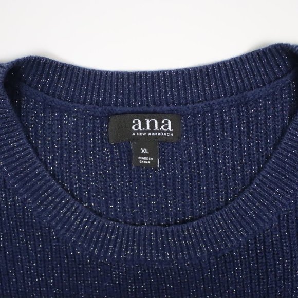 a.n.a Womens XL Metallic Side Lace-Up Crew Knit Sweater - Picture 4 of 5